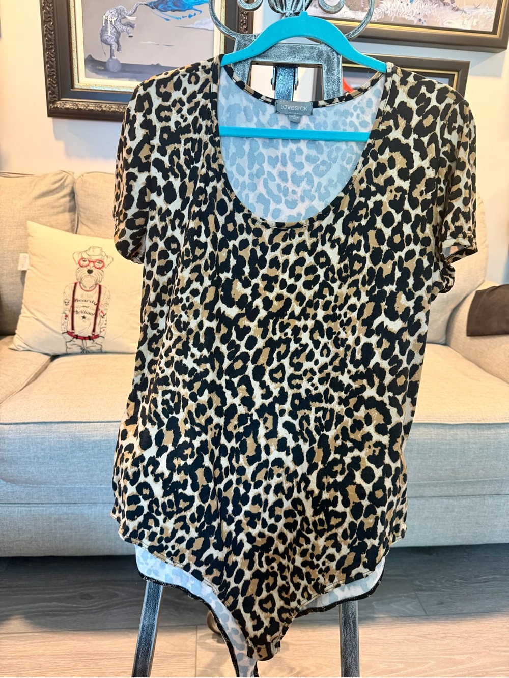 Lovesick Leopard Scoop Neck Bodysuit - Tan & Black